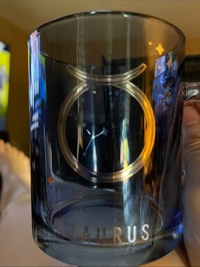 Expressions Smoky Blue Taurus Glass Mug with Silver Detail